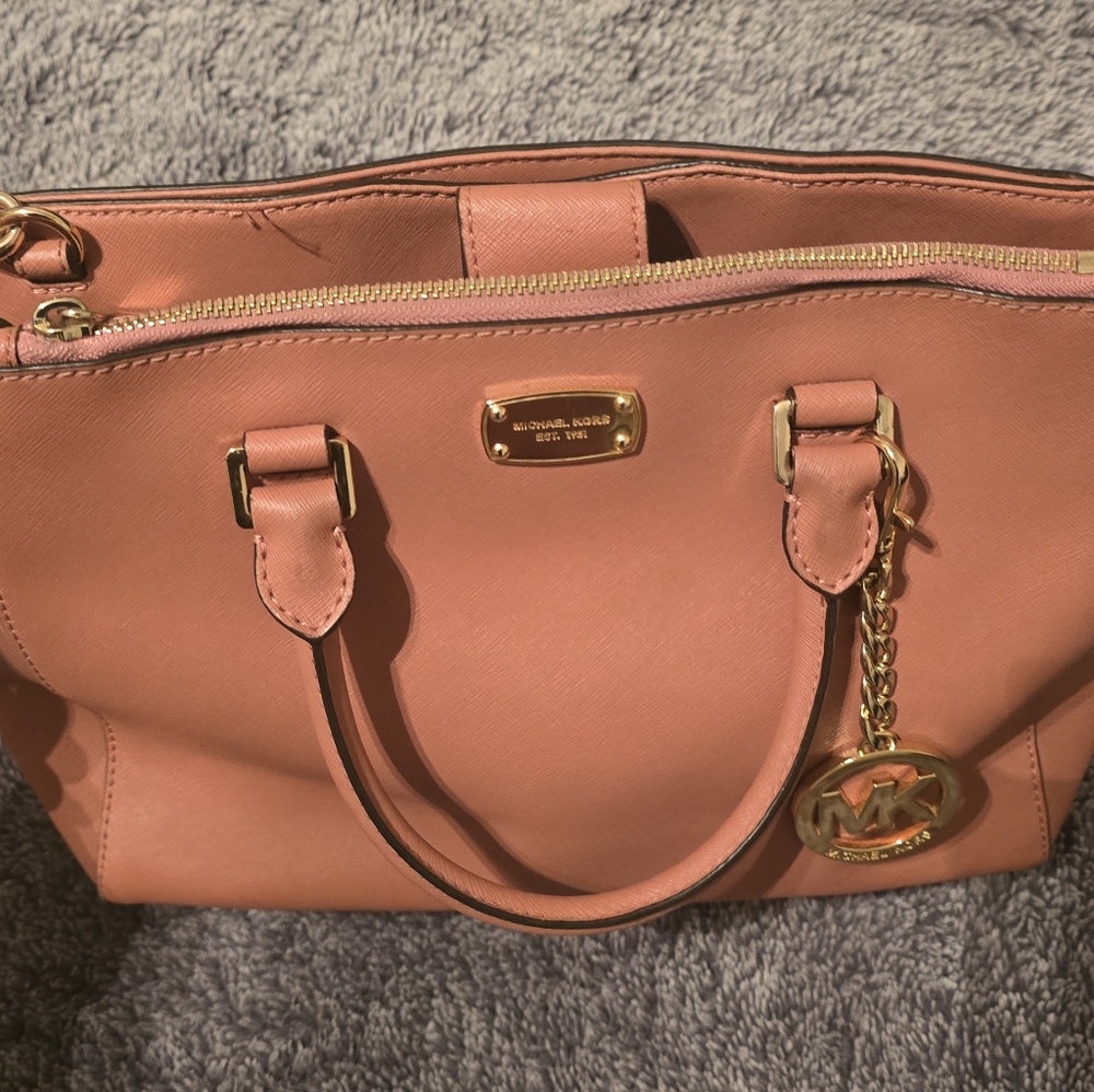 Michael Kors Coral Satchel with Gold Accents